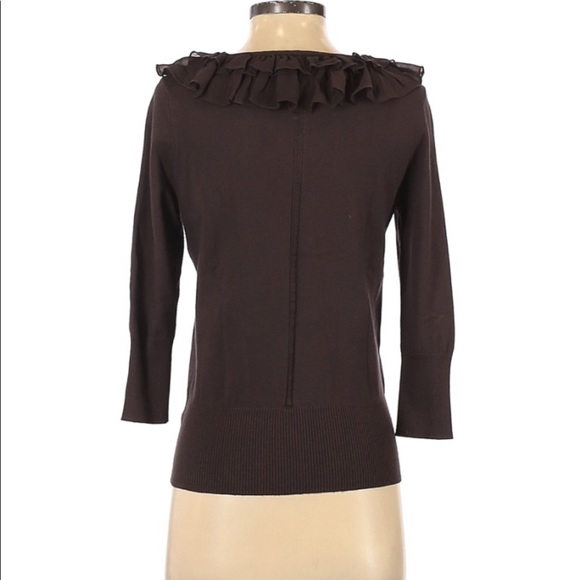 Chocolate Brown Milly Cardigan w/ Ruffles - Picture 2 of 7